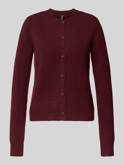 Pieces Kurtka z dzianiny o kroju regular fit z dodatkiem wełny model ‘MALOU’ Ciemnoczerwony melanż 2