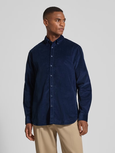 Christian Berg Men Freizeithemd mit Knopfleiste Dunkelblau 4