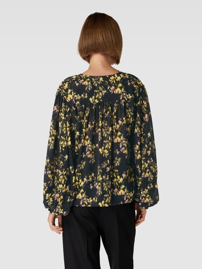 HUGO Blouse met all-over bloemenmotief, model 'Carmelara' Zwart - 5