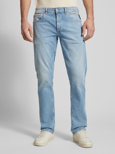 Replay Straight fit jeans in 5-pocketmodel, model 'GROVER' Jeansblauw - 4