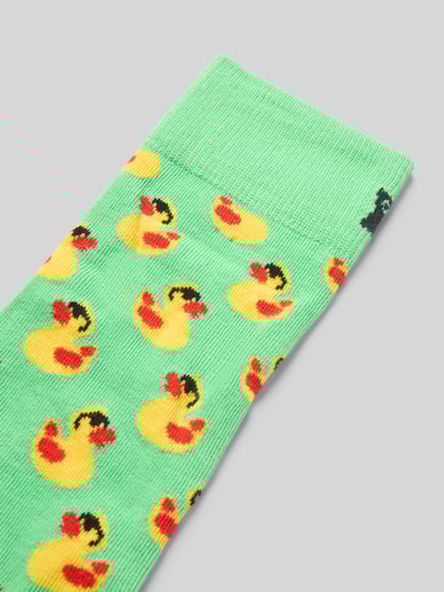 Happy Socks Sokken met motiefstitching, model 'RUBBER DUCK' Lichtgroen - 2