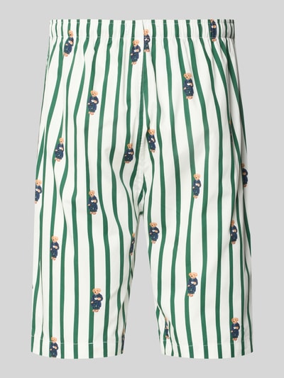 Produktfoto, Regular Fit Pyjama-Shorts aus reiner Baumwolle von Polo Ralph Lauren Underwear mit grün-weißem Streifenmuster, Logo-Stitching, elastischem Bund und seitlichen Eingrifftaschen, Webware-Struktur