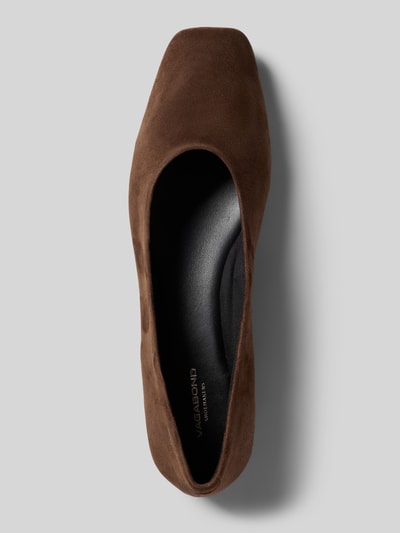 Produktfoto, Ballerina aus Veloursleder Modell 'DELIA' von Vagabond in Braun, Optik: Unifarben, Schuhspitze: Quadratisch, Gerade, Absatzform: Blockabsatz, Verschluss: Schlupf/offen, Materialverarbeitung: Velours, Material: Echtleder