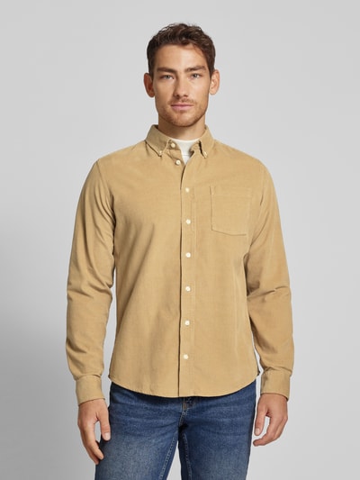 Casual Friday Regular Fit Cordhemd mit Button-Down-Kragen Modell 'ANTON' Beige 4