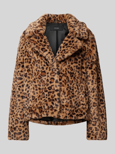 Vero Moda Cropped Kunstpelzjacke mit Animal-Print Modell 'LISSY' Schoko 2