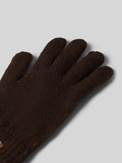 Produktfoto, Handschuhe mit Label-Patch Modell 'Witzia' von Barts, braune Farbe, grobe Strickstruktur, Damen Handschuhe von Barts