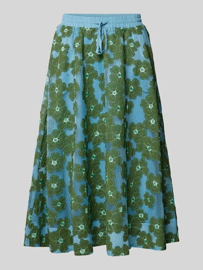 Essentiel Midirok met bloemenmotief, model 'FLOWER' Groen - 2