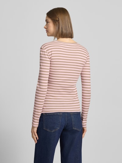 PIECES Slim Fit Langarmshirt aus Baumwoll-Mix  Rosa 5