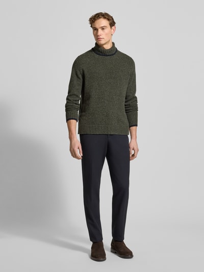 MAERZ Muenchen Gebreide pullover met ribboorden Donkergroen gemêleerd - 1