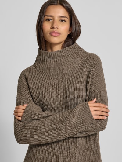 0039 Italy Loose fit gebreide pullover van een mix van kasjmier en wol, model 'LONA' Taupe - 3