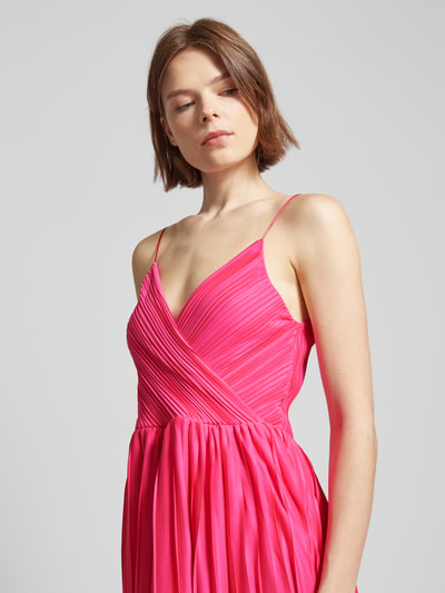 Only Sukienka midi z cienkimi ramiączkami model ‘ELEMA’ Mocnoróżowy 3