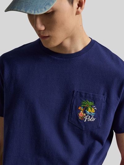 Polo Ralph Lauren męski t-shirt o kroju regular fit z czystej bawełny z nadrukiem z tyłu Granatowy 3