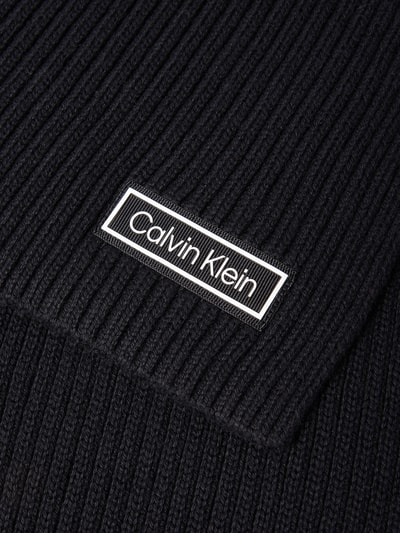 CK Calvin Klein Schal mit Kaschmir-Anteil und Label-Patch BLACK 2