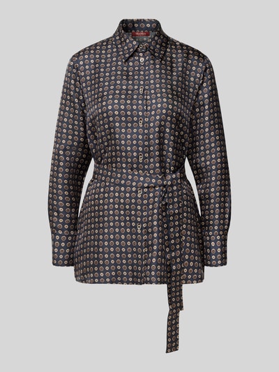 Max Mara Studio Regular Fit Hemdbluse aus bedruckter Seide Modell 'BOCCALE' Marine 2