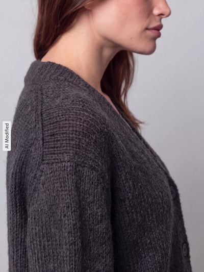 Marc O'Polo DENIM Regular Fit Strickjacke aus Schurwoll-Mix mit Alpaka-Anteil Anthrazit 3