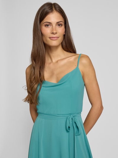 Jake*s Cocktail Knielanges Cocktailkleid mit Bindegürtel Blau 3