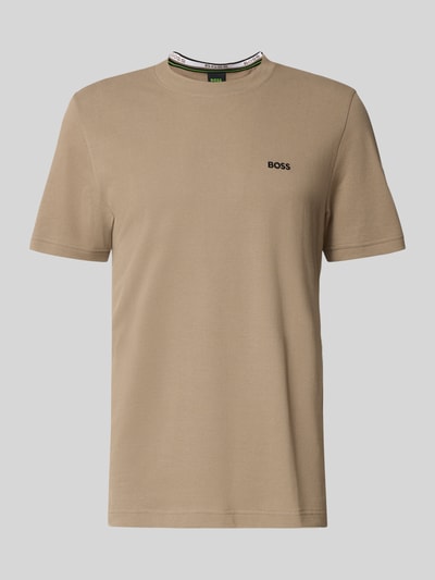 Produktfoto, Regular Fit T-Shirt aus Baumwoll-Piqué Modell 'TS_PIQUE' von BOSS Green, beige, kurzarm, unifarben, fein strukturierte Piqué-Textur