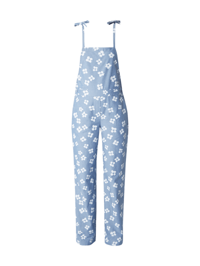 Armedangels Latzhose mit floralem Muster Rauchblau Melange 2