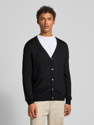 Christian Berg Men Gebreid jack met V-hals Zwart - 4