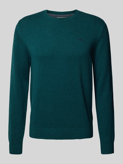 s.Oliver RED LABEL Regular Fit Strickpullover aus reiner Baumwolle mit Label-Stitching Petrol 2