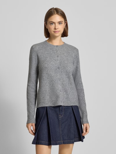 Pieces Regular fit gebreid jack met wol, model 'MALOU' Middengrijs gemêleerd - 4