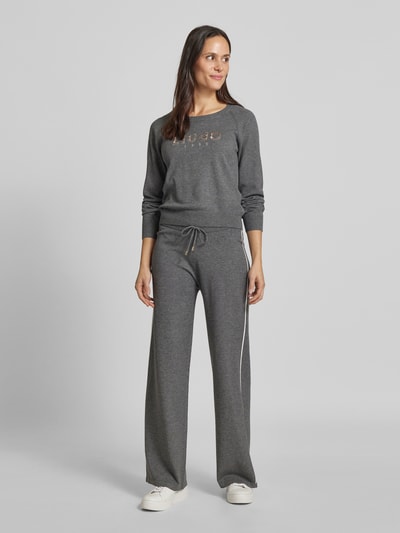 LIU JO SPORT Wide leg sweatpants met tunnelkoord Antraciet gemêleerd - 1