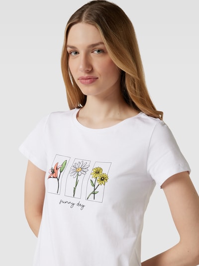 More & More T-Shirt aus reiner Baumwolle mit Motiv-Print Weiss 3