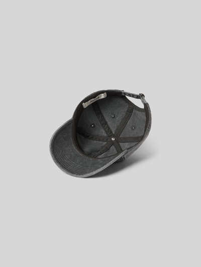 Produktfoto, Base Cap mit floralem Stitching von Forét aus Reine Baumwolle mit Denim-Optik und Strapback-Verschluss, Curved Visor