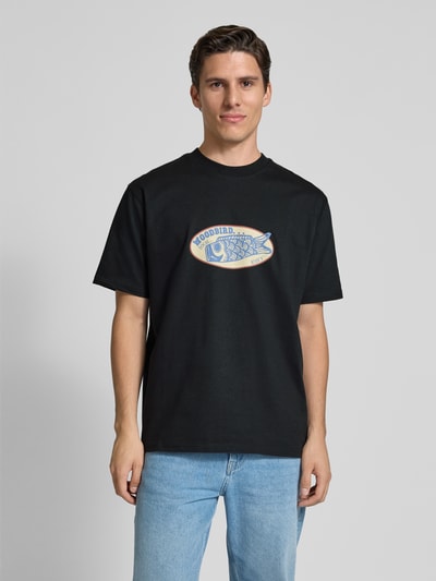 WOODBIRD T-Shirt mit Label-Print Modell 'Baine' Black 4