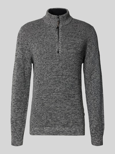 camel active Slim Fit Troyer mit Reißverschluss Modell 'Mouline' Anthrazit 2