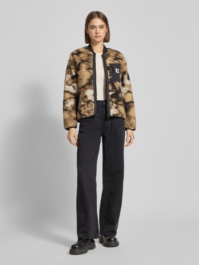 Carhartt Work In Progress Fleecejacke im Allover-Look mit Reißverschluss Modell 'Janet' Sand 1