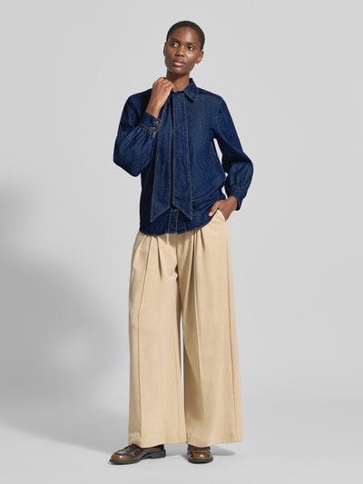 Emily Van den Bergh Regular fit overhemdblouse van puur katoen in denimlook Jeansblauw - 1