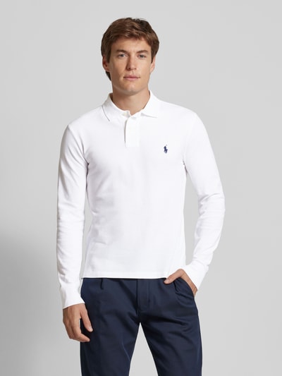 Polo Ralph Lauren Slim Fit Poloshirt im langärmeligen Design Weiss 4