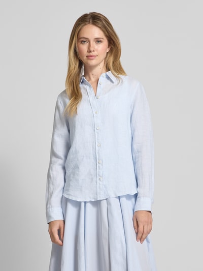 GANT Regular Fit Leinenhemdbluse mit Umlegekragen Hellblau 4
