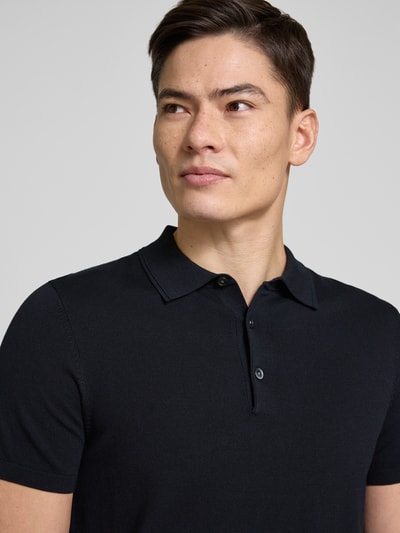 Profuomo Regular Fit Poloshirt mit elastischen Abschlüssen Marine 3