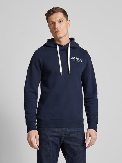 Tom Tailor Hoodie met labelprint Marineblauw - 4