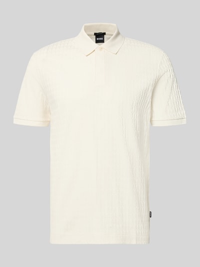 Produktfoto, regular fit poloshirt uit pure katoen model 'Parley 321' van BOSS in crèmekleur met licht structuur, Heren