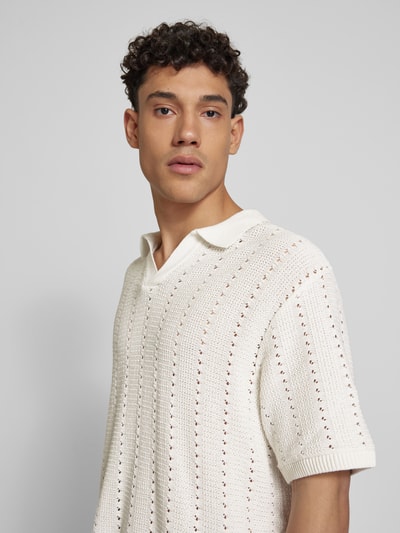 Jack & Jones Relaxed fit poloshirt met ajourpatroon, model 'PAROS' Offwhite - 3