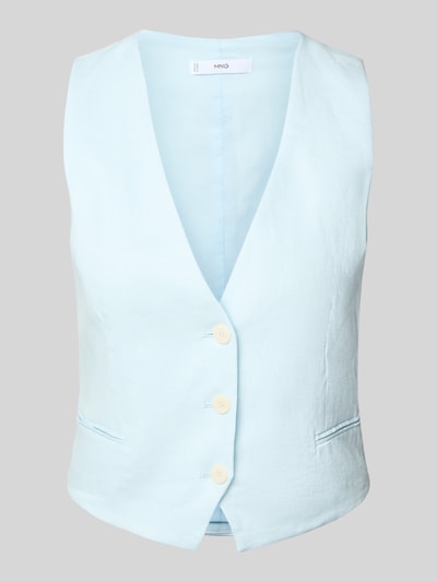 Mango Leinenweste mit Paspeltaschen Modell 'BORELI' Hellblau 2