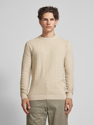 Only & Sons Gebreide pullover met structuurmotief, model 'KALLE' Beige - 4