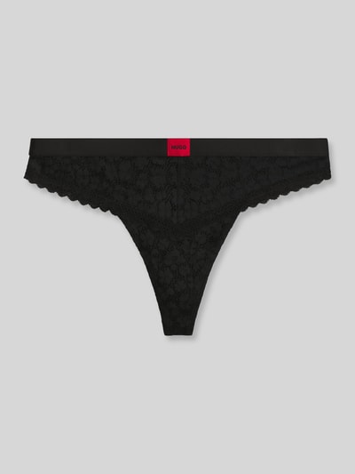 HUGO String mit elastischem Bund und Spitzenbesatz Black 1