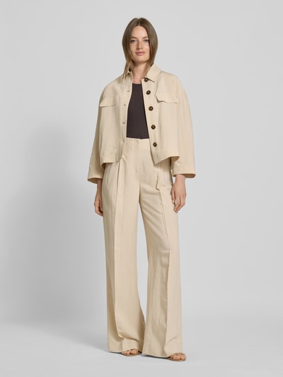 Christian Berg Woman Selection Wide Leg Bundfaltenhose aus Viskose-Leinen-Mix Sand 1