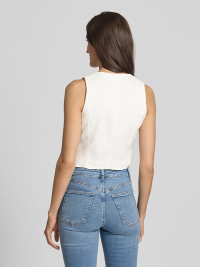 Mango Leinenweste mit Paspeltaschen Modell 'BORELI' Offwhite 5