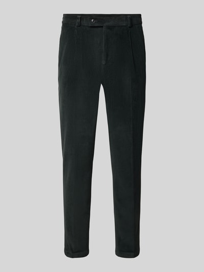 Produktfoto, Slim Fit Hose aus Baumwoll-Mix in Cord-Optik Modell 'Cliffer' von Zuitable, elastisch, dunkler Farbton, strukturierte Oberfläche