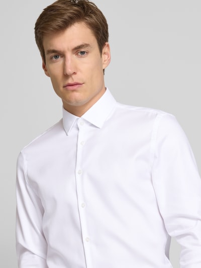 Jake*s Super Slim Fit Businesshemd in unifarbenem Design Weiss 3