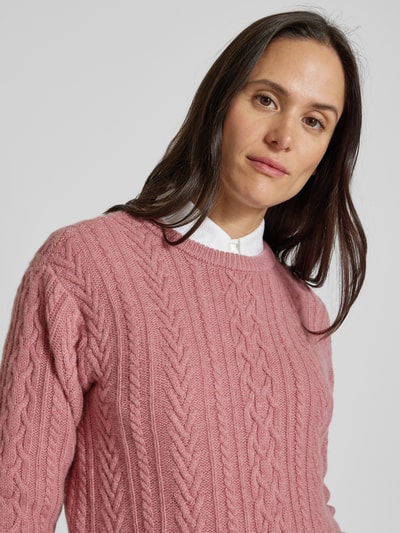 Lauren Ralph Lauren Gebreide pullover met kabelpatroon, model 'SAYLA' Roze - 3