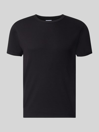 Produktfoto, czarny Męski t-shirt Regular Fit T-Shirt aus Baumwoll-Mix von JACK & JONES, elastyczna mieszanka bawełny, okrągły dekolt, krótki rękaw, długość tyłu w rozmiarze M: 67 cm
