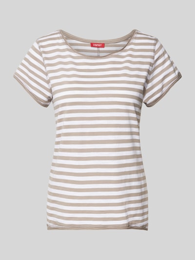 Esprit T-shirt met streepmotief Taupe - 2