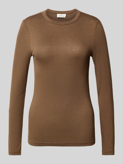 OPUS Shirt met lange mouwen en ronde hals, model 'Sifa' Lichtbruin - 2