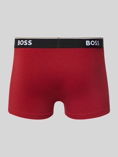 Produktfoto, Trunks aus Baumwoll-Mix im 3er-Pack Modell 'Power' von BOSS, unifarbenes Rot, elastischer Bund mit Label-Print, Stretch-Material